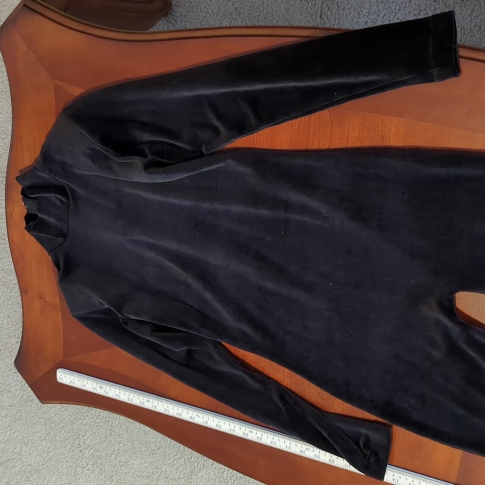 VINTAGE Gantos BLK Velour  catsuit zipperback poly/ Spandex Large- BEAUTIFUL!!